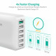 RAVPower Qualcomm Quick Charge 3.0 60W 12A 6-Port USB Charging Station with iSmart White (RP-PC029WH)